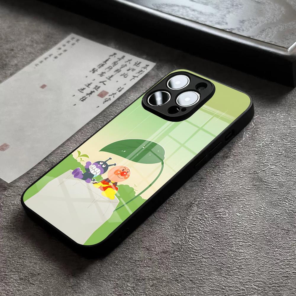 Cartoon Cute Anpanman Phone Case For IPhone 15 Pro Max 14 Pro 12 11 13 Mini X XR XS 16 Plus SE Tempered Glass Back Cover