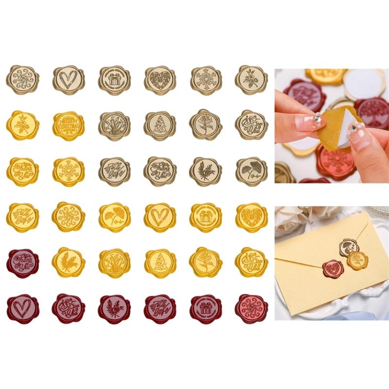 10Pcs Embossed Seal Stickers Adhesive Seal Decals for Wedding Invitations, Envelope, Birthday Valentines Christmas Card