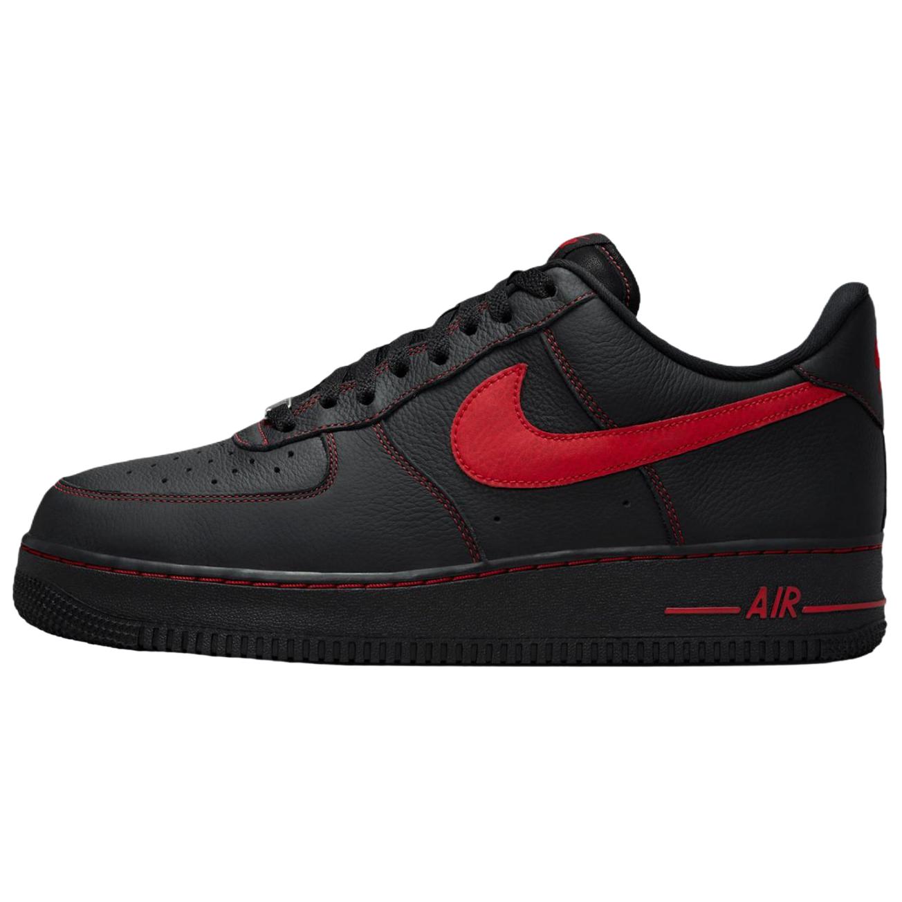 Nike Air Force 1 Breathable Low top Skateboard Shoes Men s Black Red HQ2037-005