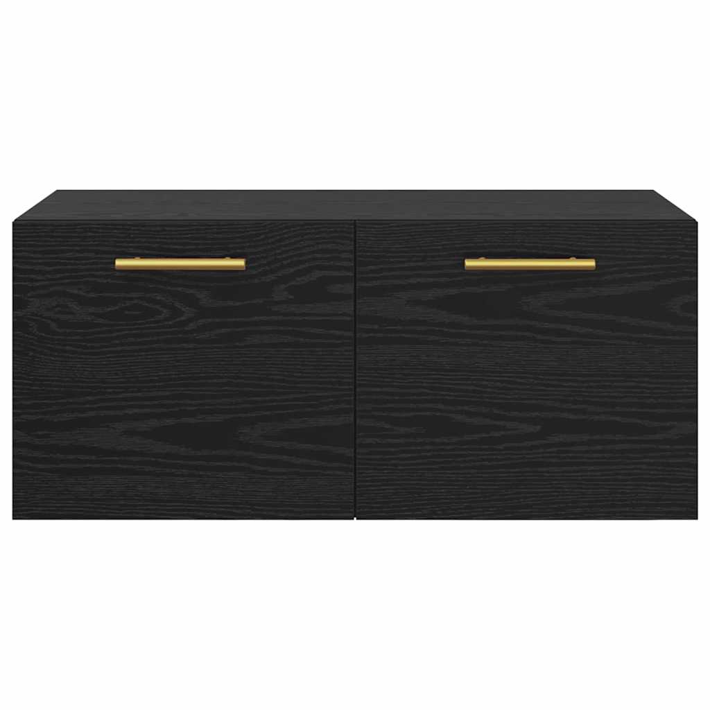 Wall Mounted Wall Cabinet Black Oak Effect 80 X 36.5 X 35 Cm