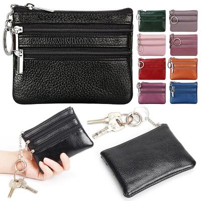 Durable PU Leather Money Coin Purse Wear-resistant Waterproof Wallet Money Bag Zipper with Key Ring Credit Card Holoder Women