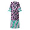 Plus Size Women Flare Sleeve Floral Print Casual Loose Maxi Long Dress Robes