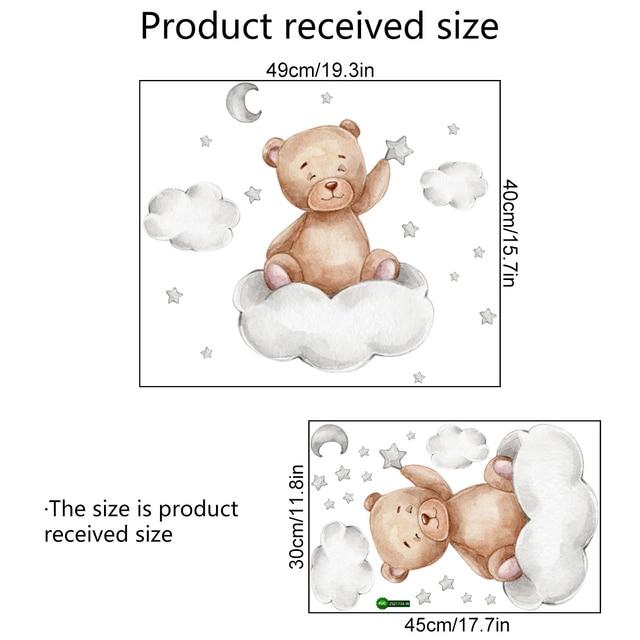 Cute Cartoon Bear Bunny Star Moon Wall Stickers for Kids Rooms Baby Room Wall Decor Wallpaper Girls Boys Bedroom Nursery Sticker