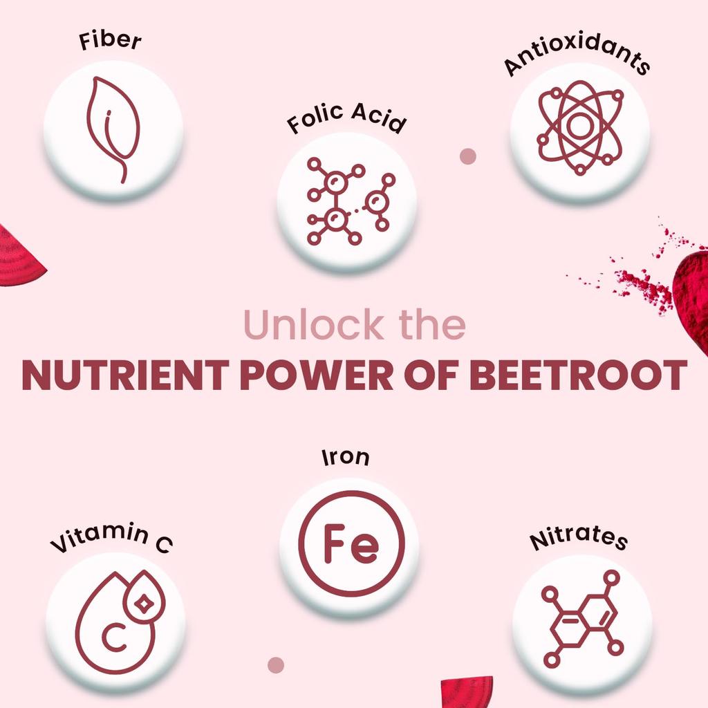 Neuherbs Natural Beetroot Powder For Skin Care Glowing Face Pack Hair Nourishment And Energy Booster Drink 100g Pack Of 1
