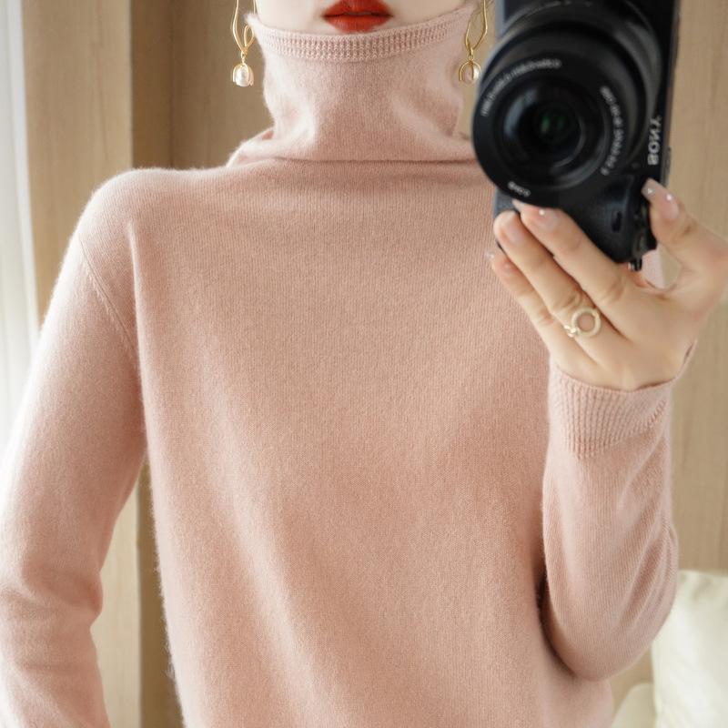 Turtleneck Pullover Fall/winter Cashmere Sweater Women Pure Color Casual Long-sleeved Loose Pullover Bottoming Women's