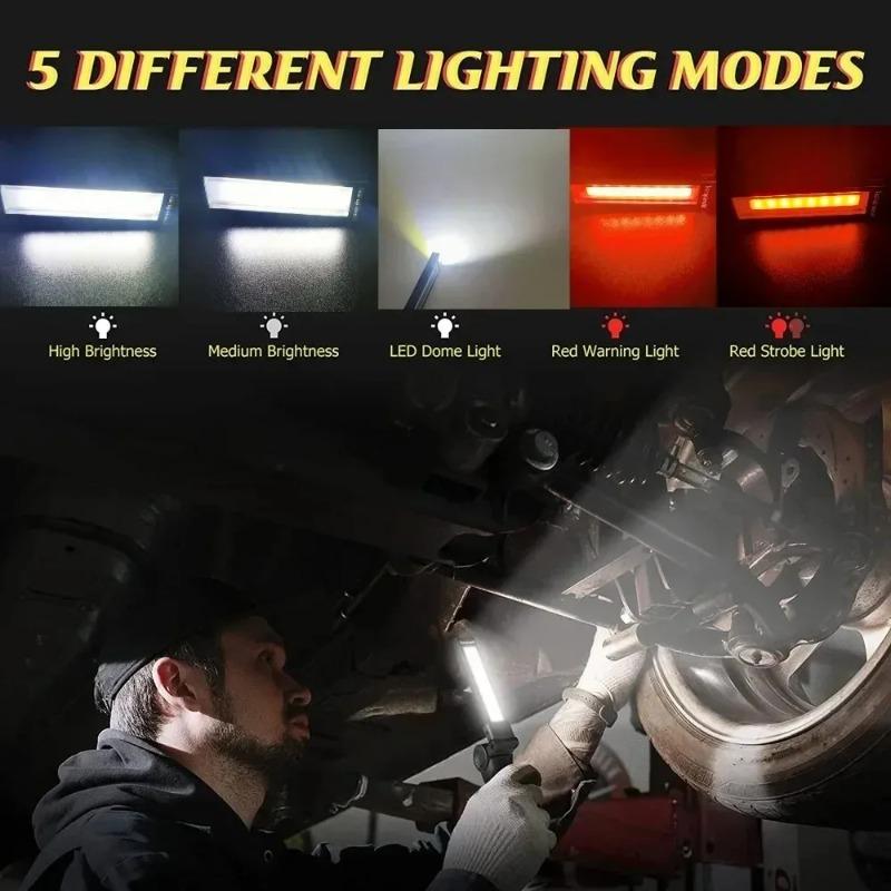 COB LED Folding Flashlight Portable Magnetic Work Light Lantern USB Rechargeable Emergency Repair Camping Torch Lamp With Hook