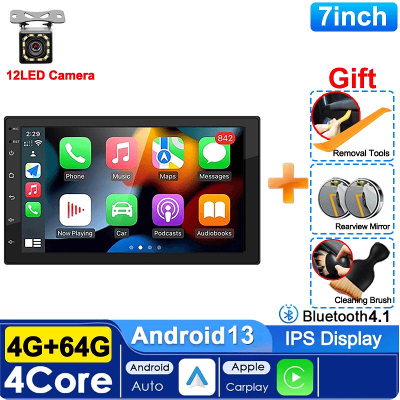 Car Radio 7/9/10'' 64G 2Din Android 13 Wireless Carplay Radio Multimedia Stereo For Toyota Hyundai Kia Volkswagen Jeep Fiat