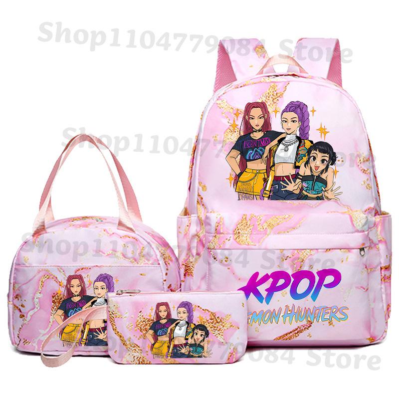 Korean Drama Demon Hunter Backpack Lunch Bag Pencil Case Set Student Animation Fashion School Bag Pencil Case Lunch Bag
