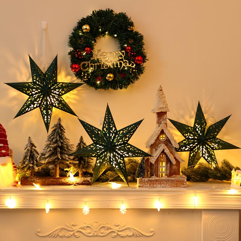 3pcs Elegant Paper Star Hanging Pendants, Ideal for Party & New Year Decor, Festive Atmosphere, No Electricity Needed