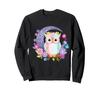 Cute Floral Owl Sweatshirt with Flowers and Moon