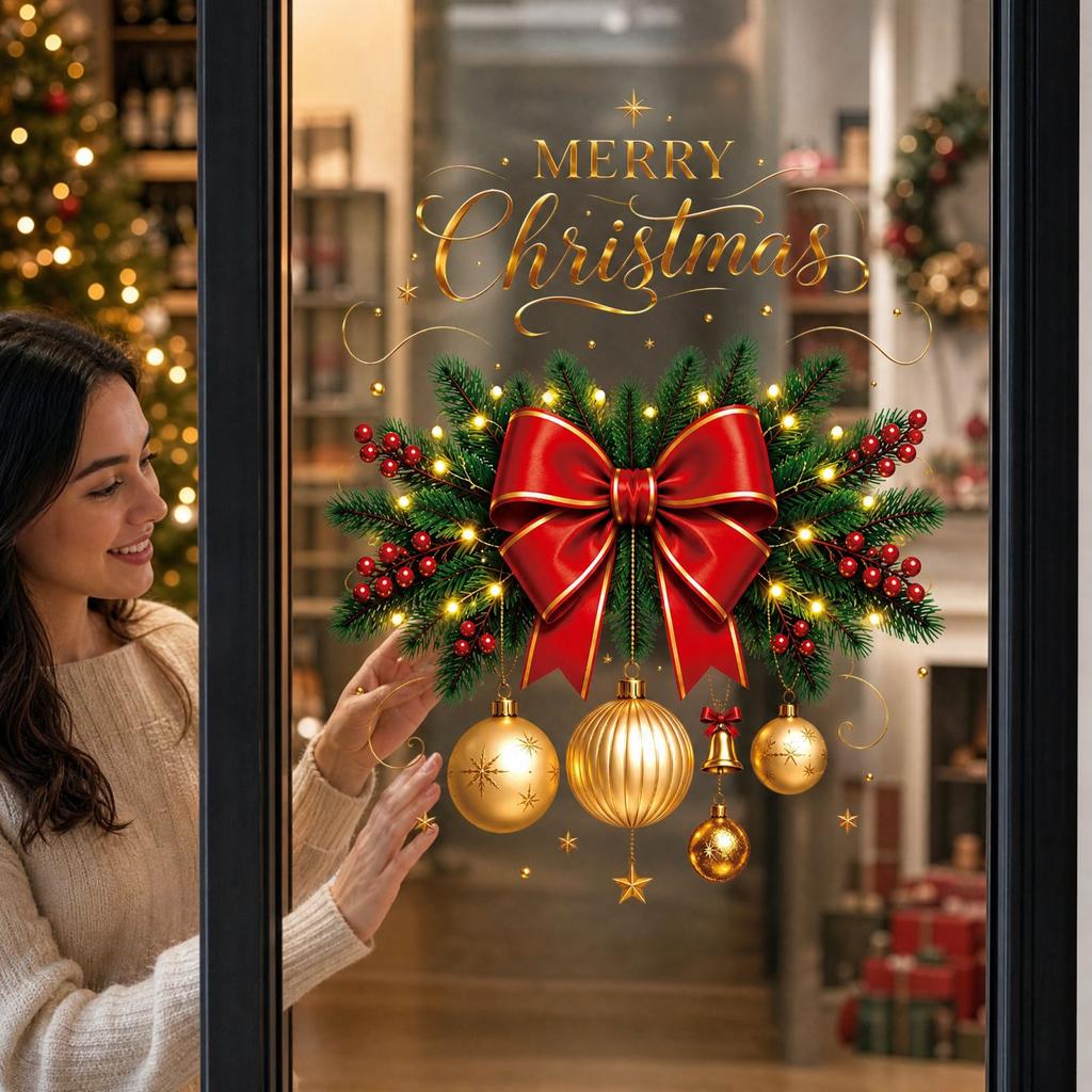 Christmas Glass Stickers for Window Holiday Decor