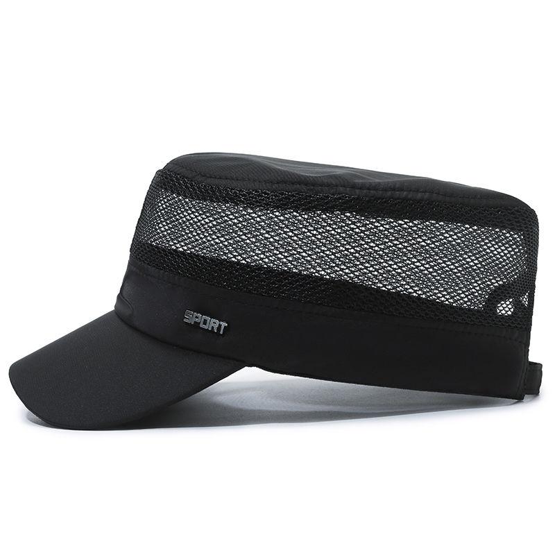 Men's Hat, Summer Breathable Mesh Hat, Outdoor Sports Flat Top Hat, Middle-aged and Elderly Quick Drying Duckbill Hat, Windproof and Sunshade Hat