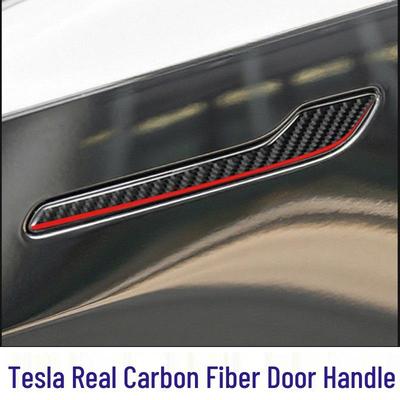 Zwarte Koolstofvezel Buitendeurhandvatstickers voor Tesla Model 3/Y (2017-2022)