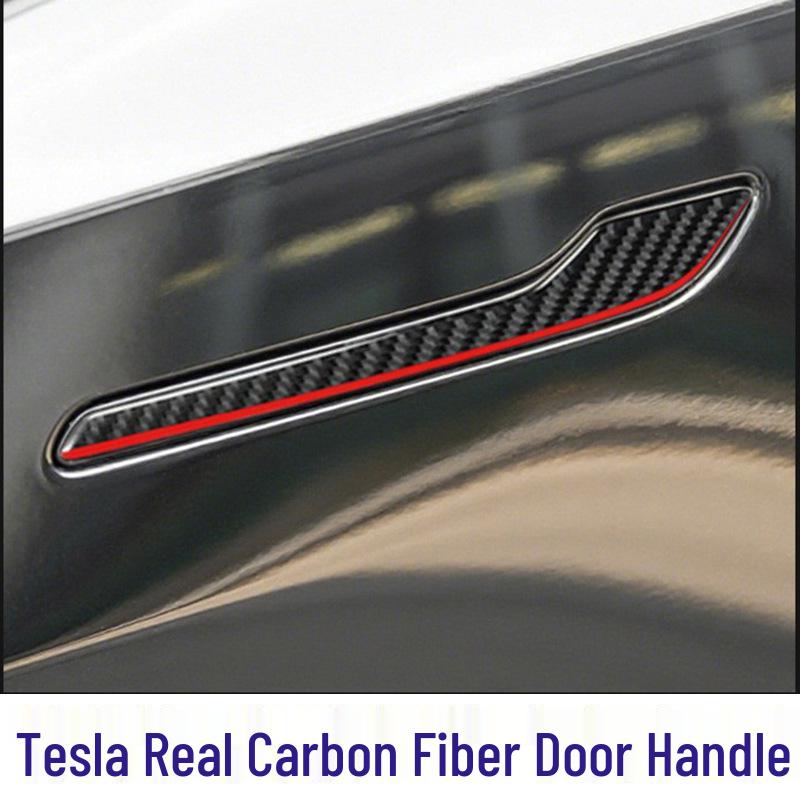 Schwarze Carbonfaser Außen Türgriff Aufkleber für Tesla Model 3/Y (2017-2022)