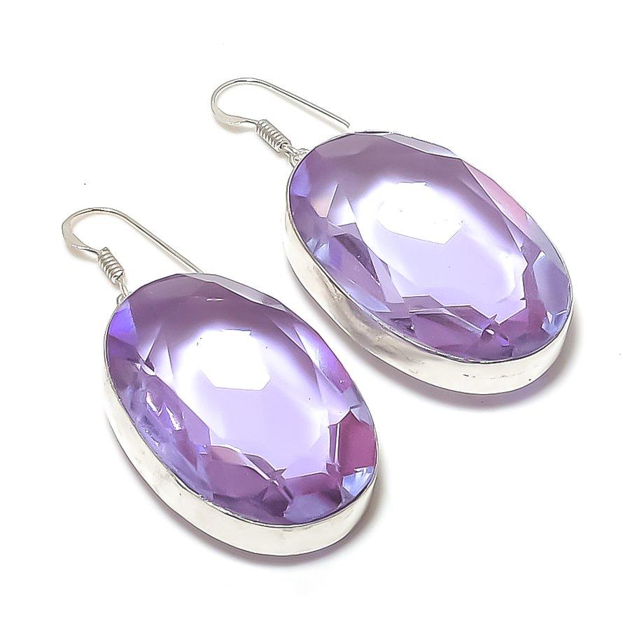 Natural Lavender Gemstone 925 Sterling Silver Jewelry Earring 2.25  AE-11916
