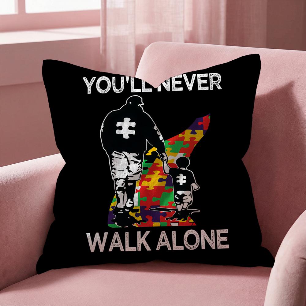 Autism Support Puzzle Cushion Cover Multi-Scene Pillow Cover for Home & Car - Reversible, Soft & Durable for Daily Use