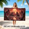Floral Garden Theme Soft Beach Towel Personalized Custom Name Text Towel Portable for Beach Pool Travel