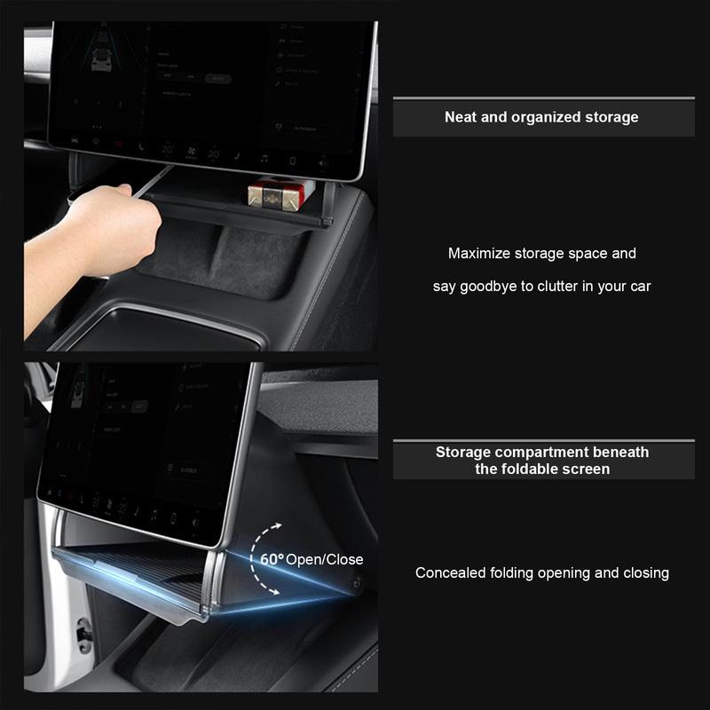 Hiddenable Privacy Storage for Tesla 2020-2025 Model Y/YL Center Console Organizer Tray Easy Install Automotive Accessories
