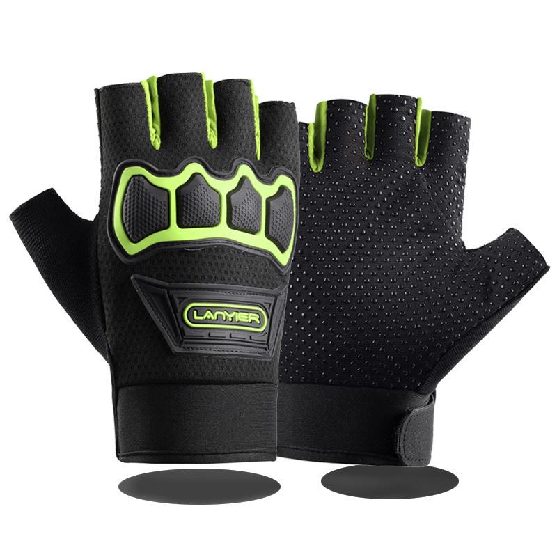 Motorcycle Riding Half Finger Gloves Fashion Outdoor Motorcycle Protective Case Sports Fitness Anti Slip Leak Finger Climbing Gloves