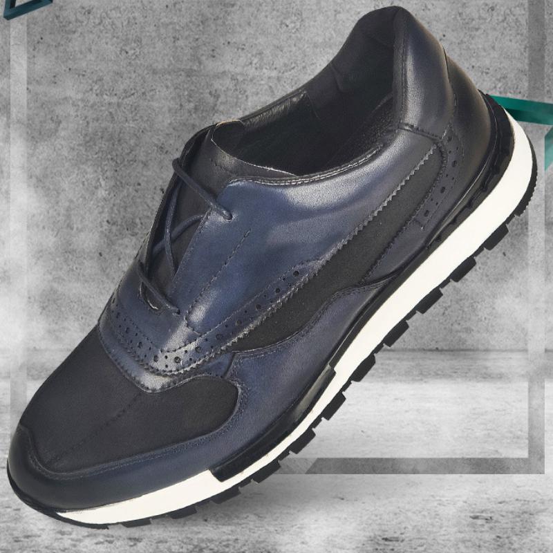 Fashion Men's New Men's Color Low Top Sports Shoes Handmade Cowhide Fabric Splicing Lace-up Casual Shoes Zapatos Sapat A22