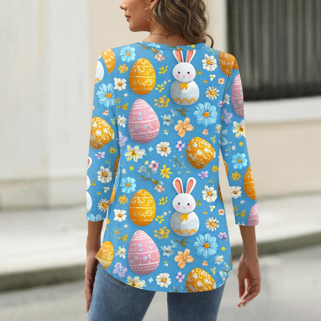 Women's T Shirt Christmas Print 3/4 Sleeve Daily Weekend Fashion Basic Round Neck Regular Top