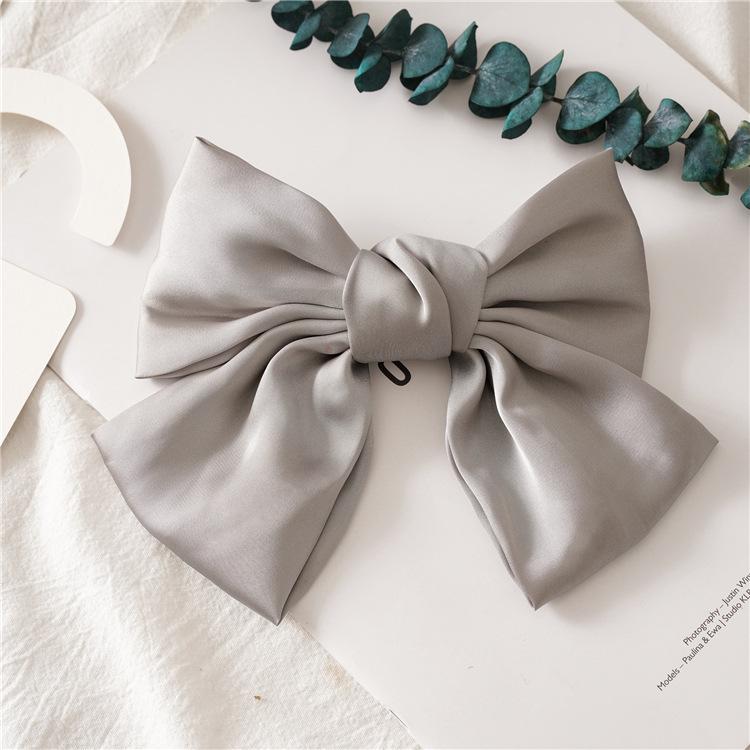 Elegant Double Bow Hair Clip Silk Like Hair Pin Retro Headbands with Clips Female Ponytail Clips Fashion Hair Accessories Girls