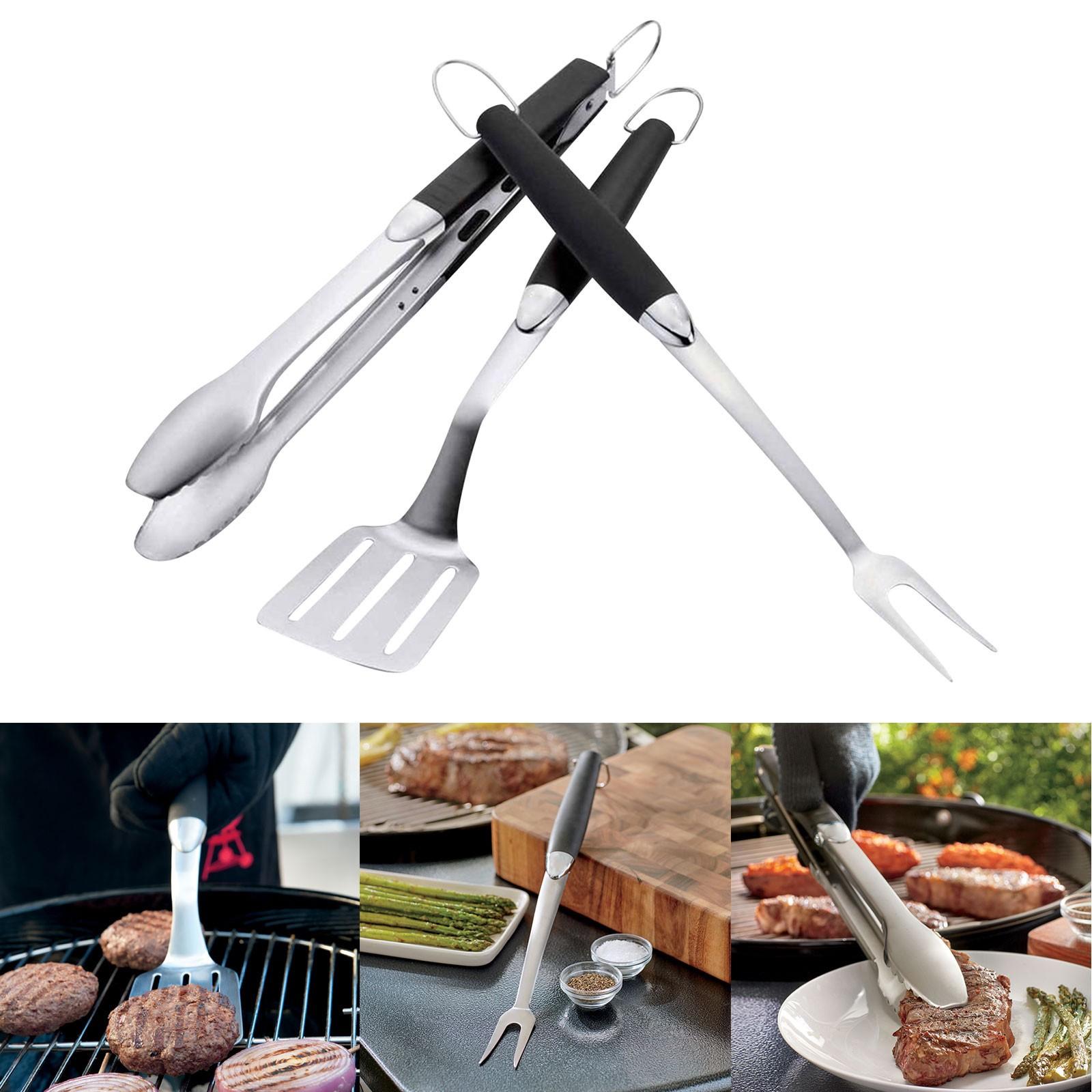 

Outdoor Camping BBQ Stainless Steel Combination Barbecue Three-piece Accessories Picnic Barbecue Tool Fork Shovel Clip