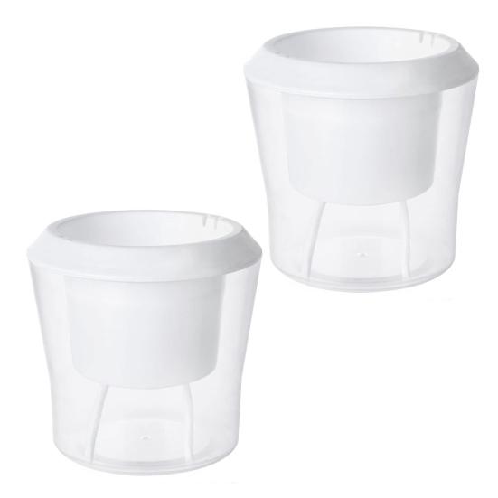 Self Watering Plant Pots Indoor Plants Planter with Reservoir Clear Plastic Round Flower Pot with Wick Ropes for Succulents Herbs Flowers Office Home