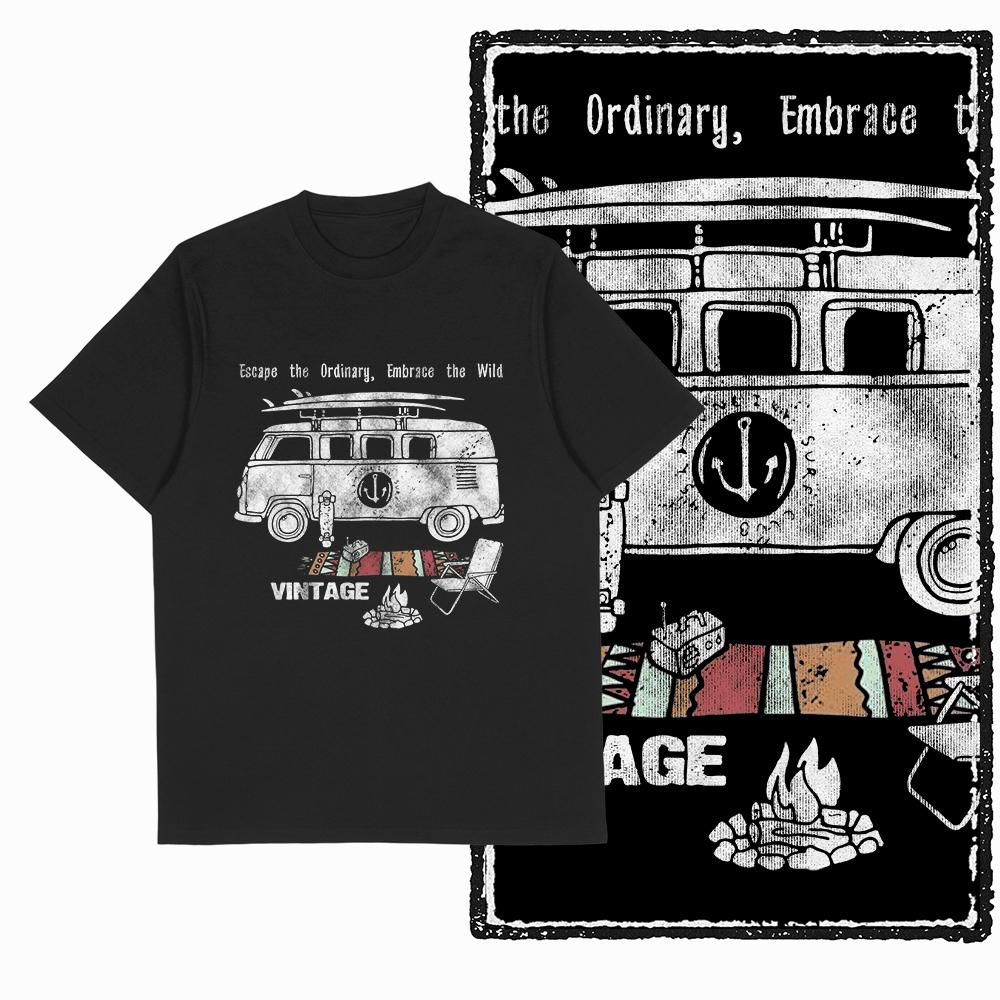 Coolmind YN004 Cotton Camping Lover Exclusive Cool Graphic Unisex T Shirt Van Life Men Tshirt Cotton Tee Shirt for Men