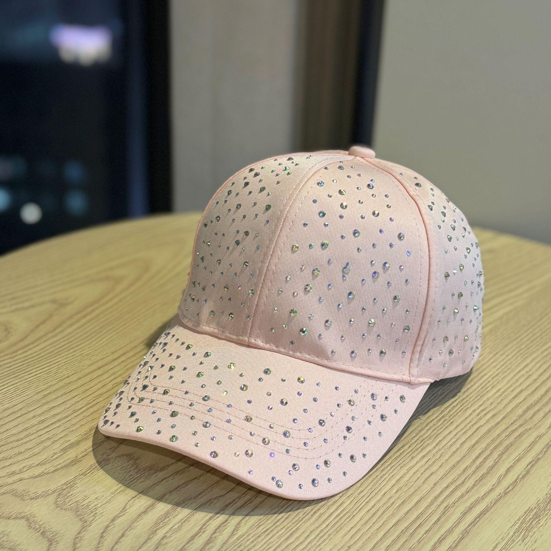 

Korean-style rhinestone hat for women, trendy and versatile, full of rhinestones, baseball cap for women, suitable for spring and autumn outings, Adult54-60Adjustable рожевий