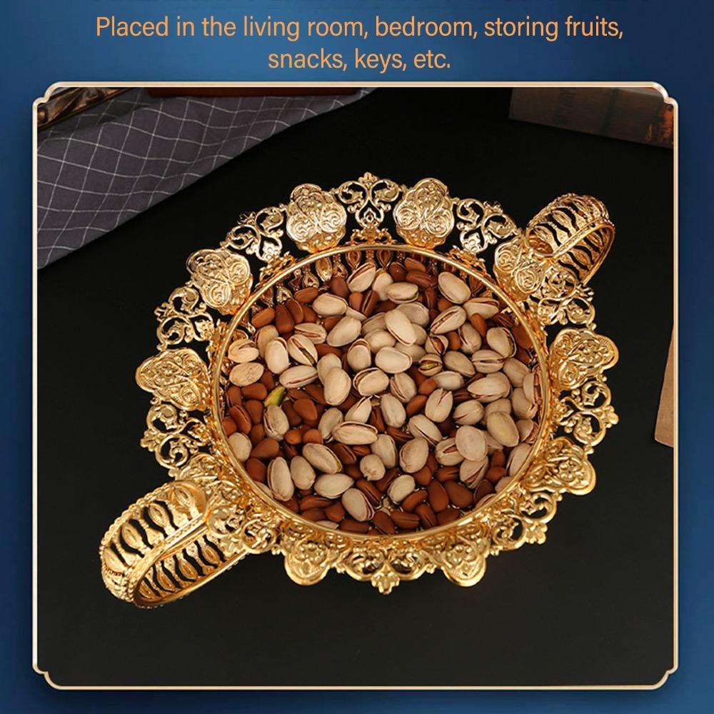 3pcs Alloy Metal Fruit Plate Circle Candy Tray Dessert Serving Tray Bread Vegetables Serving Circle