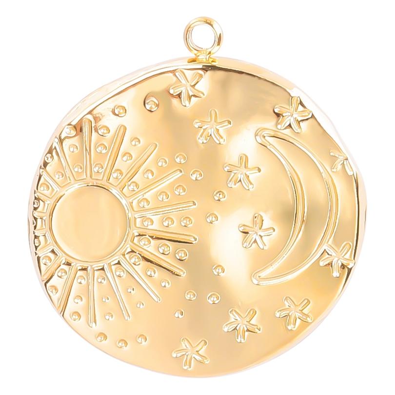 5pcs/Lot Different Syle Moon Charms For Jewelry Making Supplies 18k Real Gold Plated Stainless Steel Charm In Bulk Women Pendant