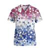 Womens V Neck Short Sleeve Scrub Top with Pockets Star Print Comfortable for Healthcare Professionals