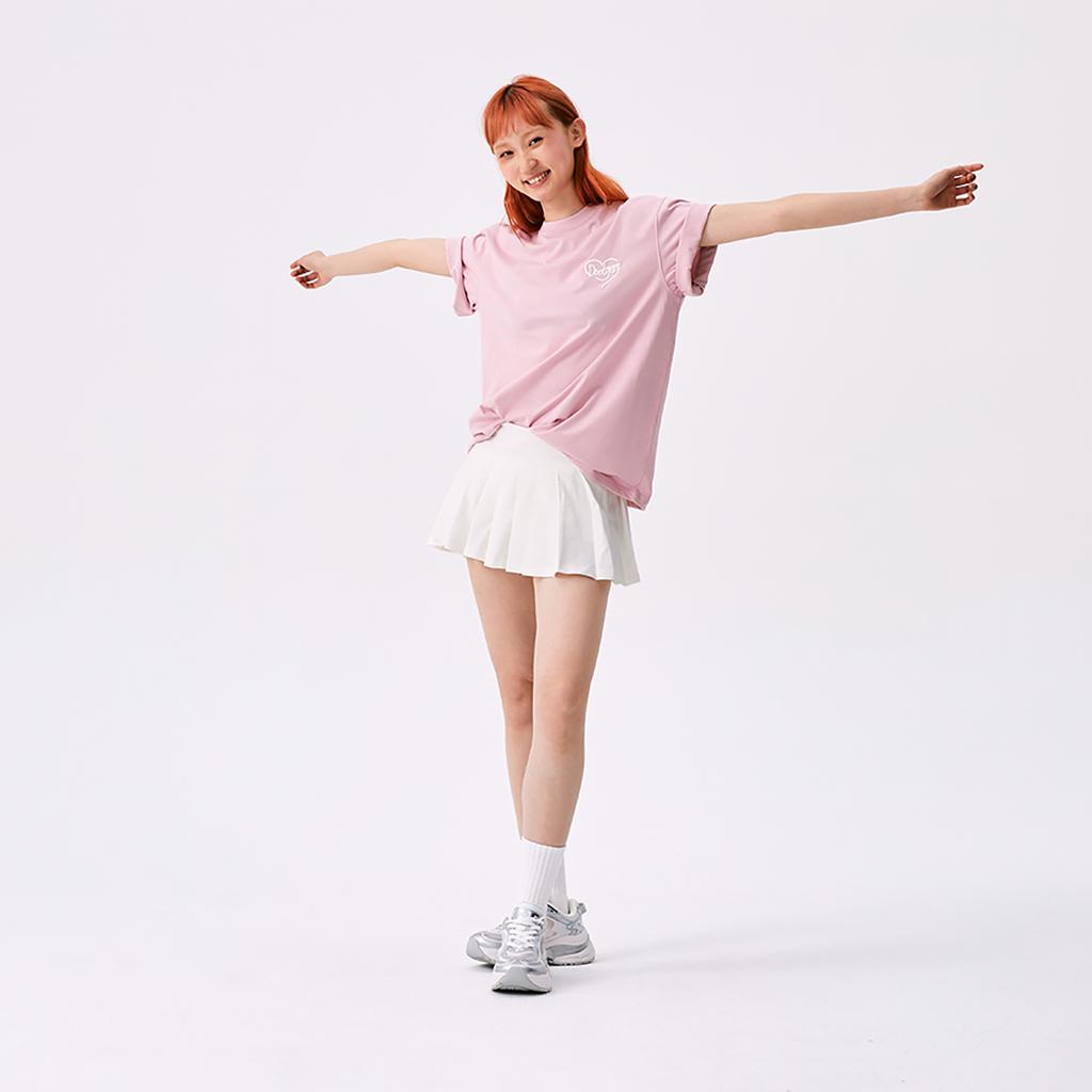 New MLB Los Angeles Dodgers Heart SS25 T Shirt Unisex Heather Gray Pink 3ATSH0153-07PKM