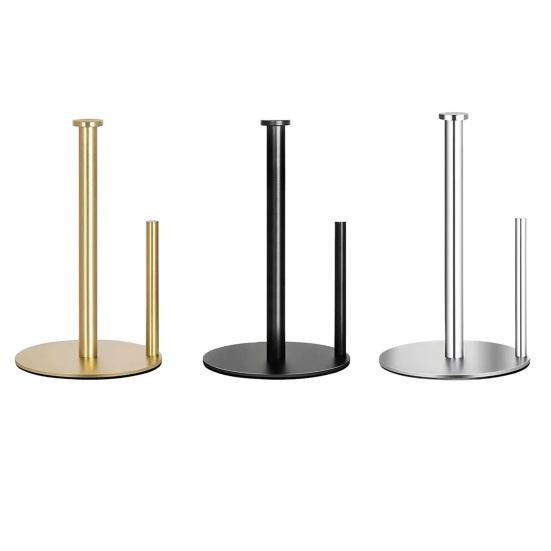 מחזיק נייר מגבת למשטח עבודה מנירוסטה מחזיק גליל נייר טואלט מתקן נייר מגבת עצמאי נגד החלקה למטבח חדר אמבטיה