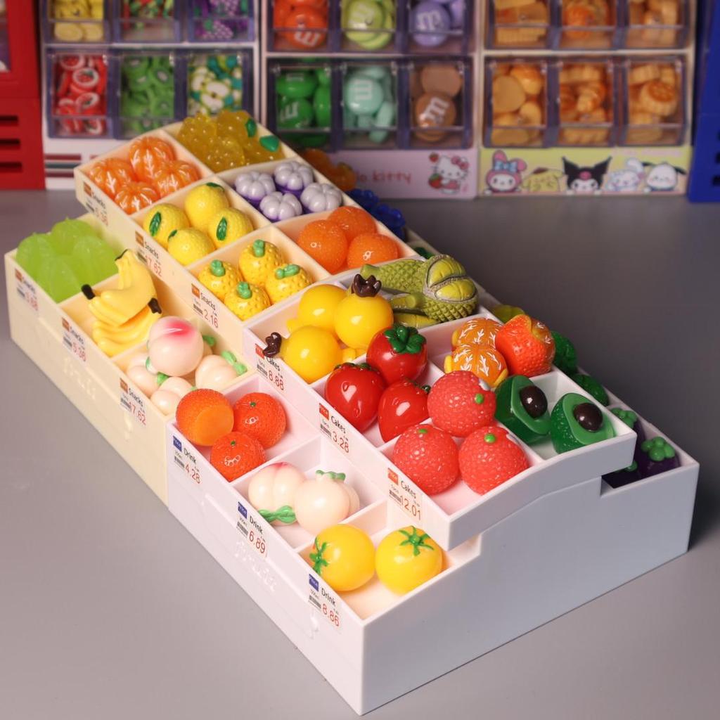 Xianci Kids' Pretend Play Mini Supermarket Vegetable & Fruit Rack Toy