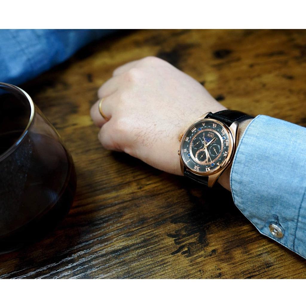 Premium Moon Phase Genuine Leather Roman Numeral 100m Water Tachymeter Day Gift Present Edition of 300 Day Gift Present JMW TOKYOMen's Watch,