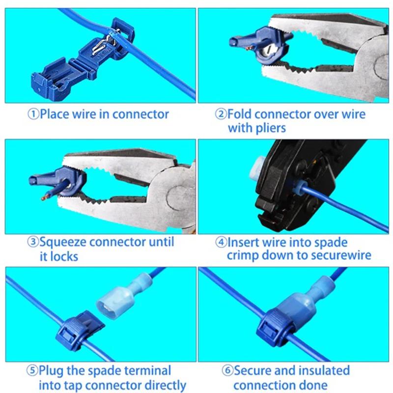 5 Set/bag T-Tap Wire Connectors Self-Stripping Quick Splice Electrical Wire Terminals Insulated Male Disconnect Spade Terminals