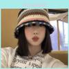 Handmade Knit Color Block Fisherman Hat Women Winter Warm Wool Cap Ins Style