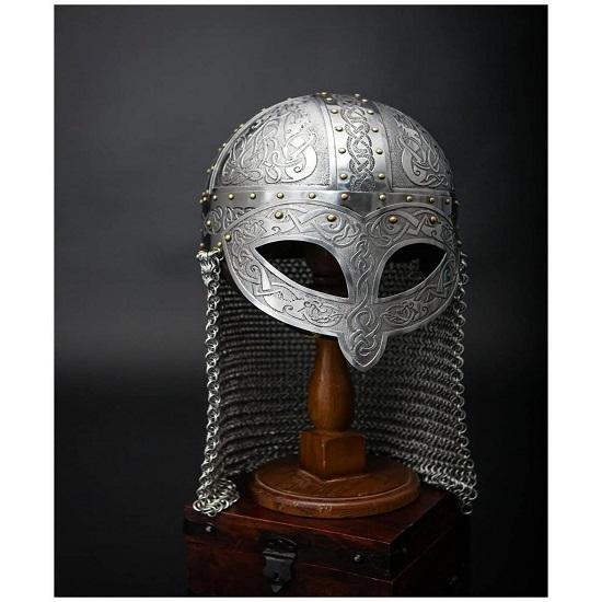 

Шлем воина-викинга, вдохновленный скандинавской мифологией, ручной работы, стальные доспехи, кольчуга, боевая маска, шлем для LARP-косплея