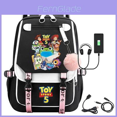 Toy Story 5 Printed Canvas Backpack With Breathable Design For Middle School Students And Travel