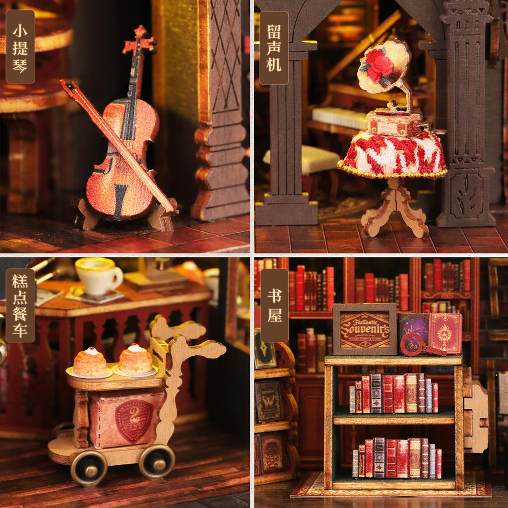 DIY Book Nook Cafe - 3D Puzzle Kit for Bookshelf, Handmade Bookend, Creative Gift for Home Decor & Collectibles