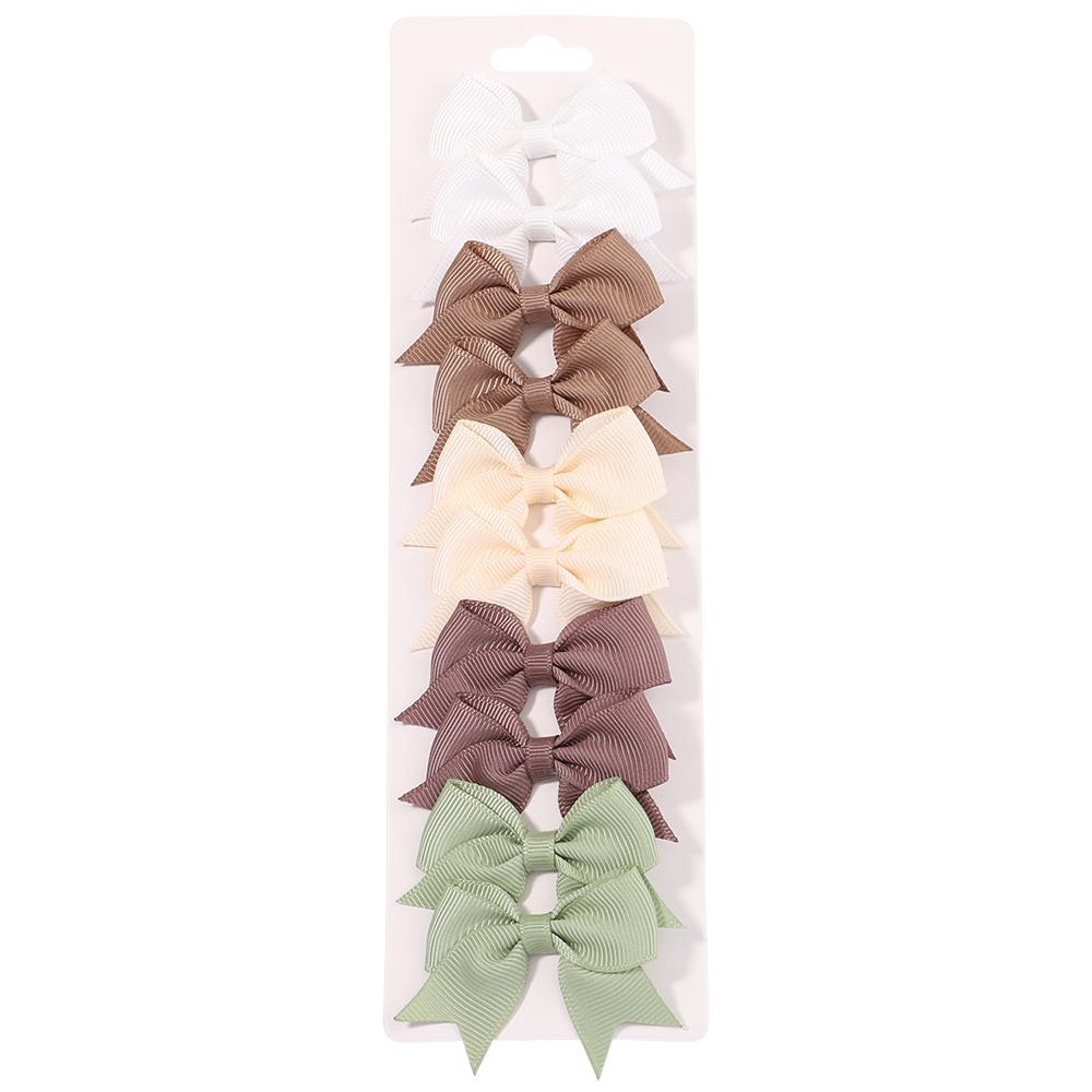 10PCS/Set 2.4Inches Solid Hair Bows With Hair Clips For Girls Headwear New Handmade Bowknot Barrettes Cute Kids Hair Accessories