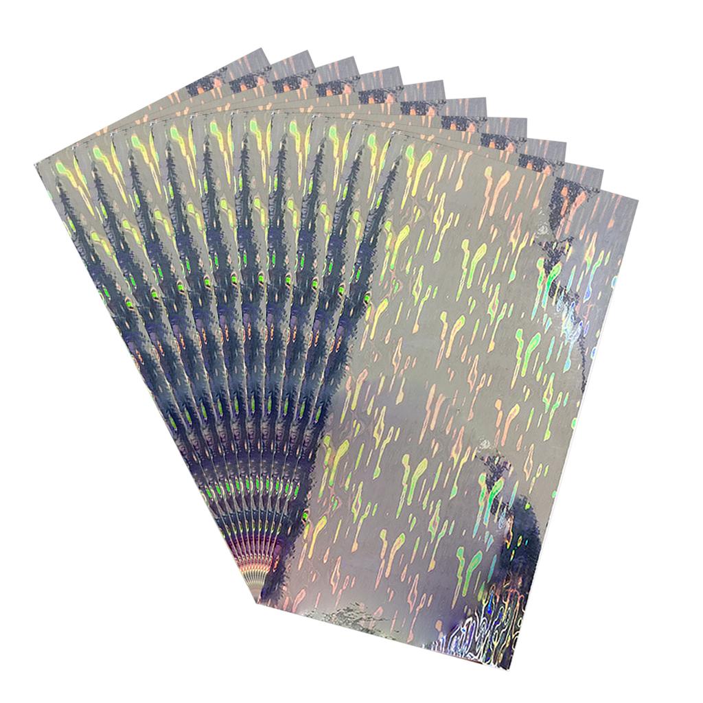 10Pcs Holographic Adhesive Film Flash Lure Tape Flash Artificial Fish Skin DIY Jig Sticker for Fishing Lure Making DIY