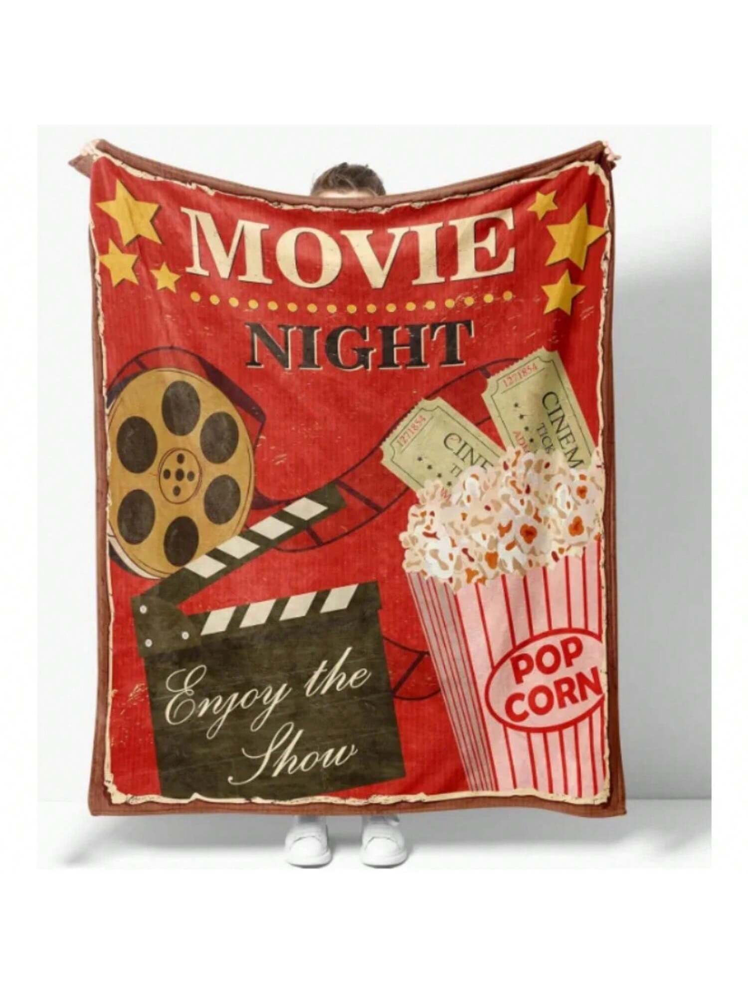 

Popcorn Movie Film Throw Blanket Blanket Travel Sofa Bed Office Home Decoration Birthday Gift Blanket All Seasons Available 75X95CM сірий колір