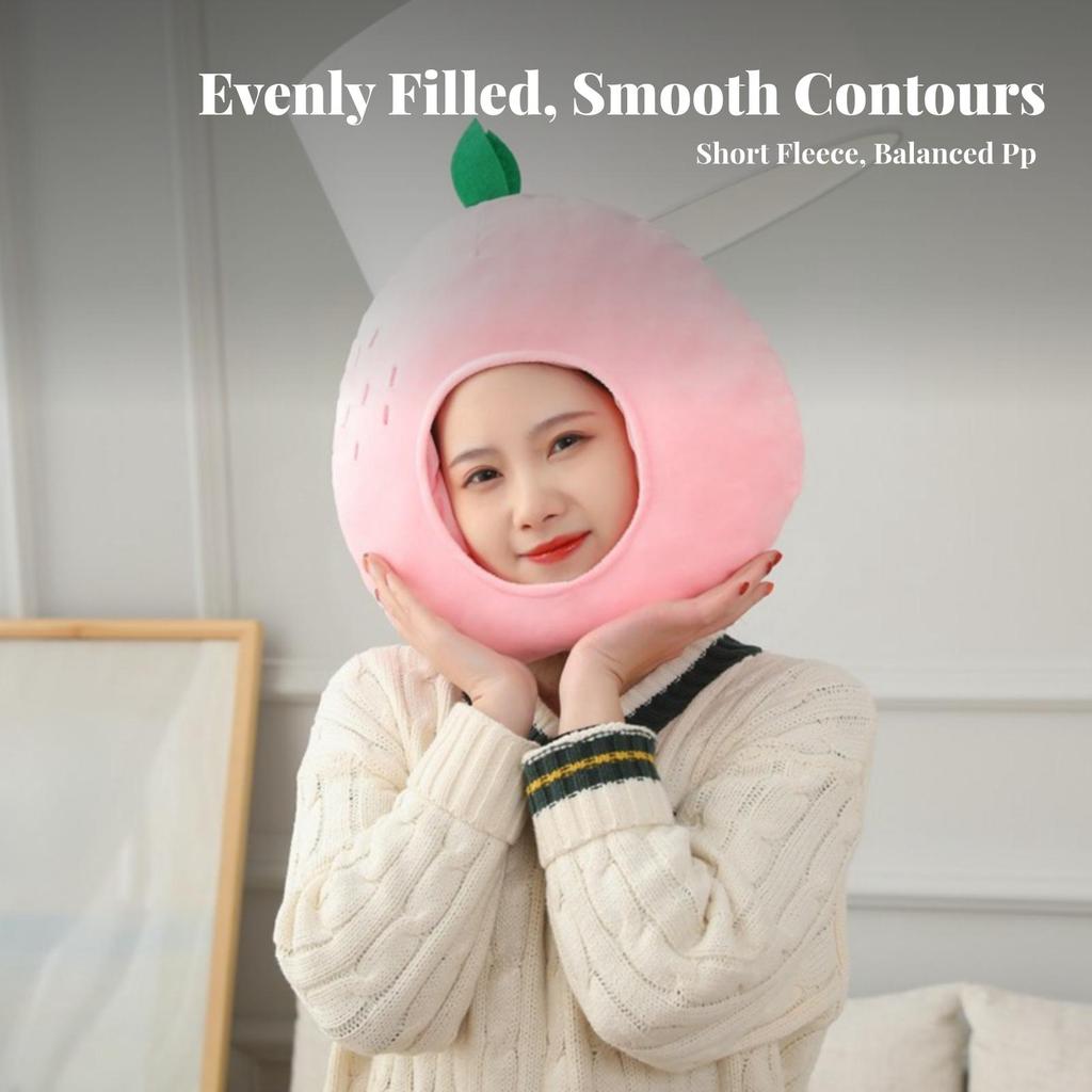 Peach Costume Headpiece Funny Fruit Hat with Leaf Padded for Cosplay