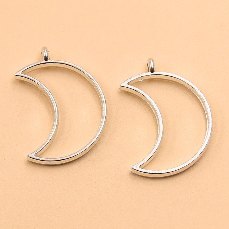 White K Alloy DIY Jewelry: Moon, Round & Heart Hollow Pendants (17 Styles)