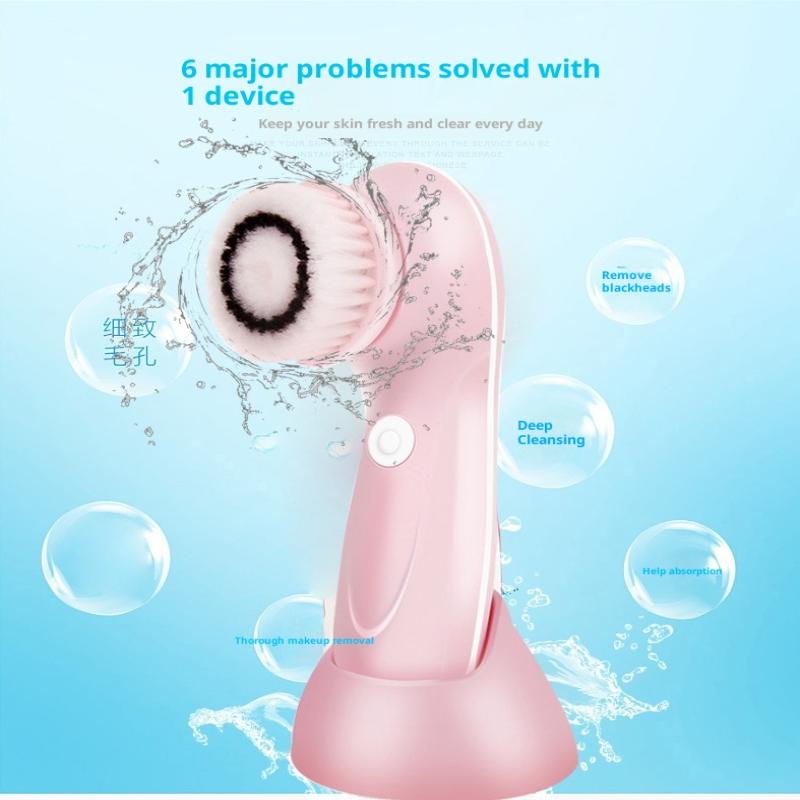 3 In 1 Electric Facial Cleaner Face Cleansing Brush Wash Machine With Base Spa Skin Care Massager Blackhead Cleaning Charging
