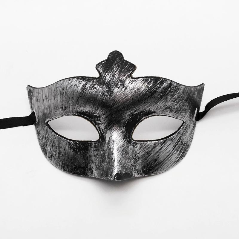 Halloween Horror Ball Party Mask Retro Jazz Flat Head Antique Half Face Bar Cosplay Decoration Props Men and Women Gold Silver