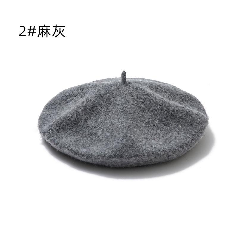 Hat Female Winter Imitation Wool Beret British Autumn and Winter Versatile Knitted Painter Hat Pumpkin Hat